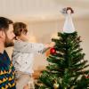 Christmas Tree Topper Angel Decorations Top With Feather Wings Tree Topper for Christmas Holiday Party Tree Decorations Perfect for gift (White) view 3