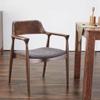 FEELIN Office Chair Desk Chair Solid Wood Frame Dining Chair Upholstered Seat Dining Room Chair Walnut Color with Armrest Solid Wood Backrest High Chair Computer Chair(B) view 2