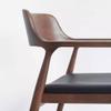 FEELIN Office Chair Desk Chair Solid Wood Frame Dining Chair Upholstered Seat Dining Room Chair Walnut Color with Armrest Solid Wood Backrest High Chair Computer Chair(B) view 4