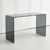 CraftThink Tempered Glass Computer Desk, Modern Small Desk Study Table with Sled Legs for Small Spaces, Living Room, Office and Bedroom - 27.5" L x 16" W x 29.5" H, Black view 1
