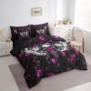 Erosebridal Gothic Sugar Skull Moth 7 Piece Comforter Set Full Bed in a Bag,Peach Fuchsia Rose Flowers Bedding Sets Goth Skeleton Butterfly Sheet Set with Comforter view 2