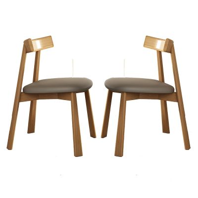 ZHUIYI Solid Wood Dining Chairs Set of 2, Nordic PU Upholstered Leisure Chair, Kitchen Counter Chairs, Living Room Corner Chairs Reception Chair(F)