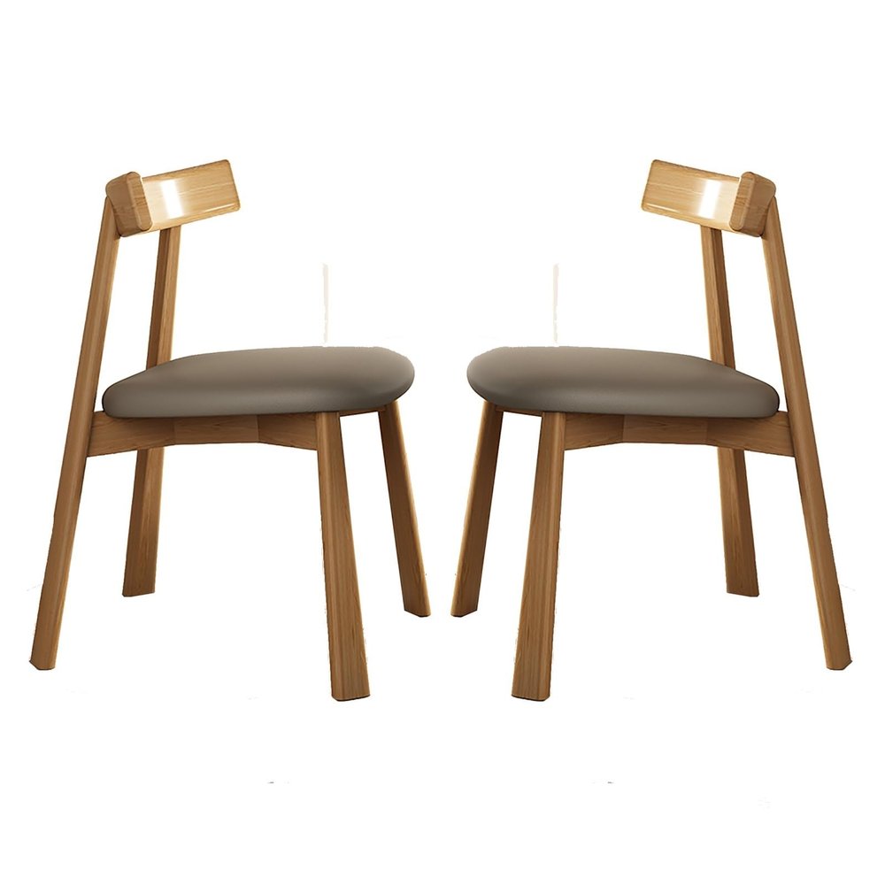 ZHUIYI Solid Wood Dining Chairs Set of 2, Nordic PU Upholstered Leisure Chair, Kitchen Counter Chairs, Living Room Corner Chairs Reception Chair(F)