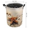 Laundry Basket Freestanding Laundry Hamper Large Starfish on The Sand Beach Landscape Laundry Basket with Fixed Drawstring Collapsible Dirty Clothes Hamper Storage Bag for Bedroom view 2
