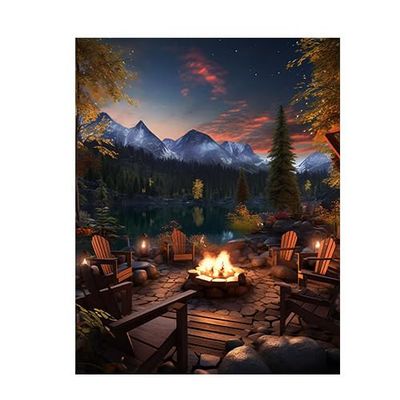11x14 Contemporary Wall Art Canvas Print (Fire Circle)