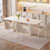 Guyii 78.97" White Dining Table Set, Modern Rectangular Kitchen Table with 6 Chairs, Indoor Dining Table for Kitchen, Bar, Living Room, Small Space, Easy Assembly view 1