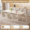 Guyii 78.97" White Dining Table Set, Modern Rectangular Kitchen Table with 6 Chairs, Indoor Dining Table for Kitchen, Bar, Living Room, Small Space, Easy Assembly view 4