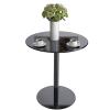 Bistro Table Black Pub Table Coffee Tables Round Tall Bar Table Metal Iron Top with Leg and Base, Living Room Tables Bedside Table Leisure Table for Small Space, Modern Home Decorative view 1