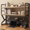 2-Tier Metal Desktop Bookcase For Computer Desk - Desk Shelf Organizer, Multipurpose Wood Countertop Hutch Bookshelf, Adjustable Display Shelf Rack Organizer For Dorm Office Home(130*25*93cm) view 1