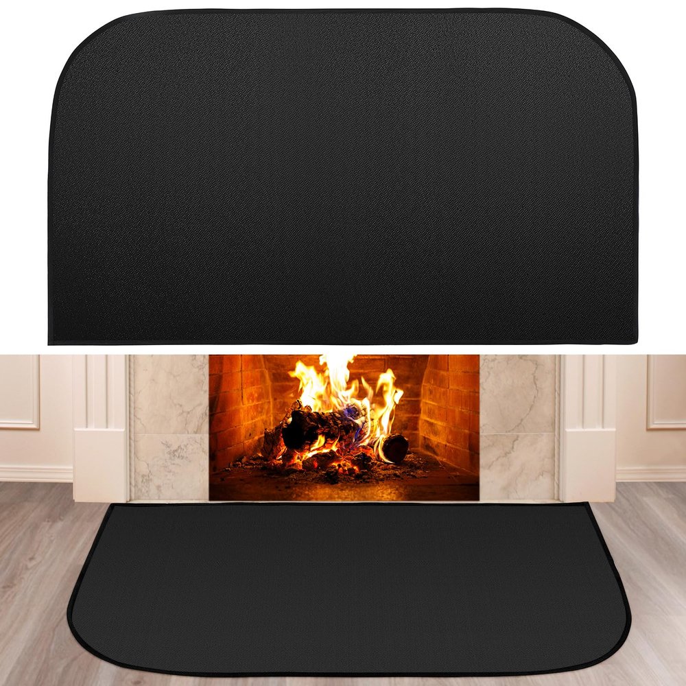 Fireplace Rugs Fire Resistant - 24 X 42 X 0.04 Inch D Shape Fire-Proof Hearth Blanket Mat Carpet Protector for in Front of Fireplace for Stove, Decks, Indoor, Outdoor, Fire Pit, Grill & Floor