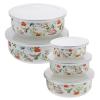 Ciieeo 5pcs Enamel Bowl Set with Lid Vintage Chinese Style Mixing Bowls for Soup Salad and Snacks Lightweight and Easy to Clean for Food Storage and Meal Prep view 1