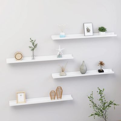 ANYCHOLE Wall Shelves 4 pcs High Gloss White 31.5"x3.5"x1.2",Maximize Storage Space with Decorative Wall Shelves, Durable MDF, Multipurpose Home Dcor Accents