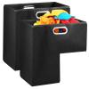 KTZCTPCA 2Pcs L-Shape Stair Basket With Handles and Internal Support, Collapsible Felt Storage Organizer for Office Home Household Items (Black) view 1