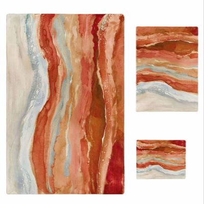 Bath Towel Sets,Coastal Ocean Waves Orange Gradient Bathroom Towels Soft Hand Towel Washcloth Cotton Towel Set,Absorbent Soft Bath Set for Hotel Beach Pool Vintage Oil Painting Art Towels