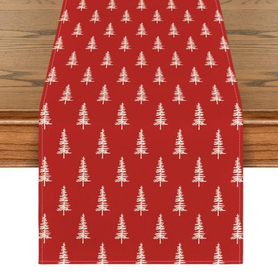 Artoid Mode Red Xmas Tree Christmas Table Runner, Seasonal Winter Kitchen Dining Table Decoration for Home Party Decor 13x120 Inch