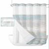PIEPLE No Hook Shower Curtains with Snap in Liner, Blue Beige Farmhouse Waterproof Fabric Shower Curtain, Vintage Wooden Striped Double Layers & See-Through Top Window Bathroom Curtains 60''x72'' view 1