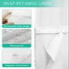 PIEPLE No Hook Shower Curtains with Snap in Liner, Blue Beige Farmhouse Waterproof Fabric Shower Curtain, Vintage Wooden Striped Double Layers & See-Through Top Window Bathroom Curtains 60''x72'' view 3