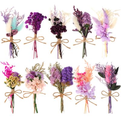 VAIPI 10 Pack Dried Flowers Bouquet Purple Dried Flower with Stem Real Natural Mini Dry Flower Bundles Spring Wildflowers Floral Arrangement for Vase Crafts DlY Wedding Home Decor (Purple Series)