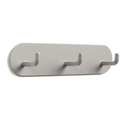 CHEOTIME Wall Mount Key Holder, Iron Key Hanger with 3 Hooks, Self Adhesive Hooks Decorative Hat Rack Towel Hooks for Wall No Drill for Living Room (Warm Gray)