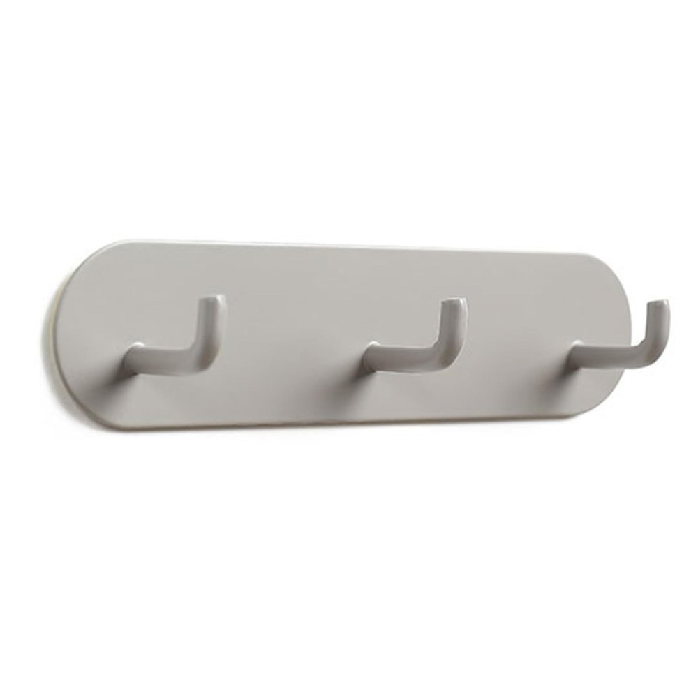 CHEOTIME Wall Mount Key Holder, Iron Key Hanger with 3 Hooks, Self Adhesive Hooks Decorative Hat Rack Towel Hooks for Wall No Drill for Living Room (Warm Gray)