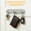 CHEOTIME Wall Mount Key Holder, Iron Key Hanger with 3 Hooks, Self Adhesive Hooks Decorative Hat Rack Towel Hooks for Wall No Drill for Living Room (Warm Gray) view 3