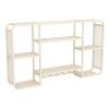 BYJSJY Wall Mounted Wine Rack Glass Bottle Holder with LED Light, Liquor Bar Display Shelf with Wine Glasses, Metal Bar Shelves, for Home Bar Kitchen Organizer Decor(White,80x20x70cm) view 1