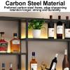 BYJSJY Wall Mounted Wine Rack Glass Bottle Holder with LED Light, Liquor Bar Display Shelf with Wine Glasses, Metal Bar Shelves, for Home Bar Kitchen Organizer Decor(White,80x20x70cm) view 3
