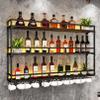 SARKEY Wall-Mounted Wine Rack with LED Light, Bar Unit Floating Storage Shelf, Multi Functional Liquor Display Shelves, with Wine Glass Holder, for Home Bar Dining Room Kitchen(Black,150x25x90cm) view 2