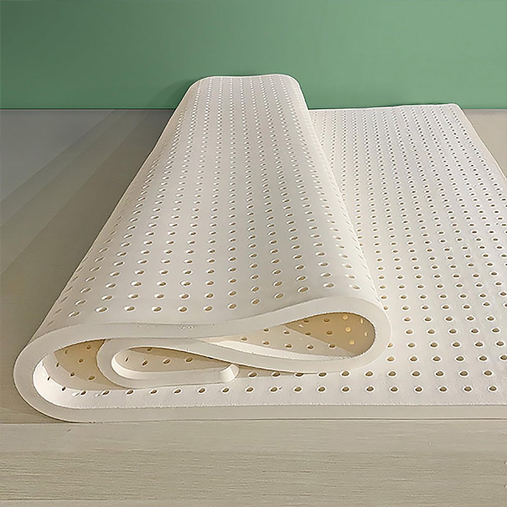 BIRJXVTO 100% Natural Latex Mattress Topper, Medium Firm with Removable Washable Cover Natural Latex Foam Mattress,3in,135x190cm(53x75in)