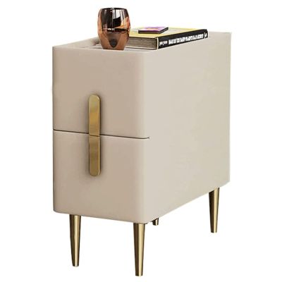 SDVantage Bedside Table Wood Bedside Table W/2 Drawer Slate Nightstand Locker Mini Small Ultra-Narrow Bedside Cabinet for Bedroom, 30X40X50Cm Storage Cabinet Chest