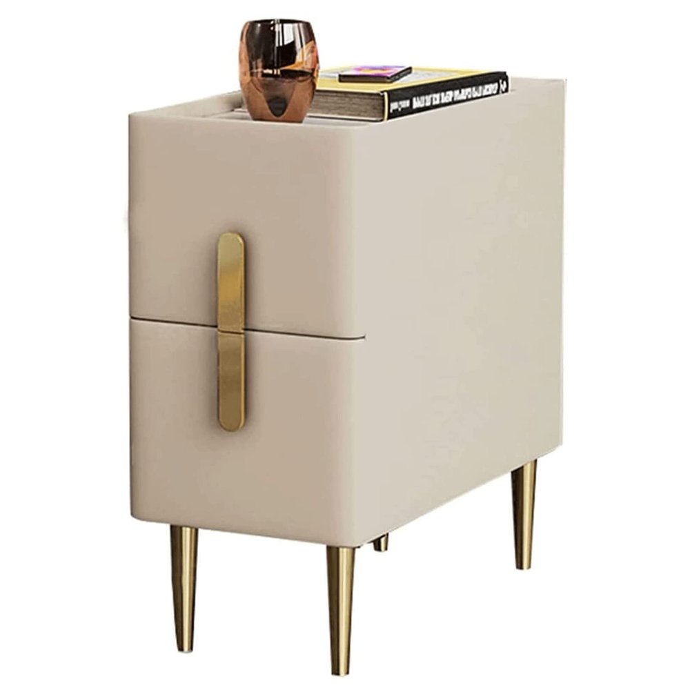 SDVantage Bedside Table Wood Bedside Table W/2 Drawer Slate Nightstand Locker Mini Small Ultra-Narrow Bedside Cabinet for Bedroom, 30X40X50Cm Storage Cabinet Chest