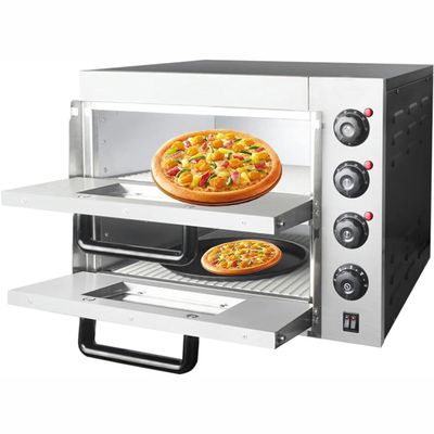 KJLYLPP Portable Outdoor BBQ Pizza Oven, Commercial Electric Pizza Oven Maker, Pizza Drawer Toaster Oven, Countertop Stainless Steel Multipurpose Home Restaurant Snack (Doublelayer)