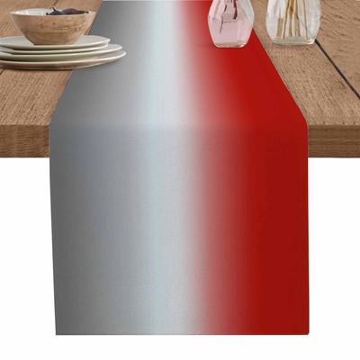 Boanket Cotton Linen Table Runner - 72 Inch Long, Red Gray Ombre Kitchen Dining Table Runner Dresser Scarves, Farmhouse Abstract Gradient Farmhouse Home Decor for Coffee Table Wedding Party Banquet