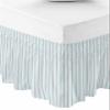 RisQiten Blue Striped Bed Skirt Cal King Size 18 Inch Drop, Adjustable Elastic Bedskirt Dust Ruffle for Cal King Bed, Blue White Stripes Farmhouse Wrap Around Bed Skirts Pleated Bed Frame Cover view 1