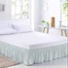 RisQiten Blue Striped Bed Skirt Cal King Size 18 Inch Drop, Adjustable Elastic Bedskirt Dust Ruffle for Cal King Bed, Blue White Stripes Farmhouse Wrap Around Bed Skirts Pleated Bed Frame Cover view 2