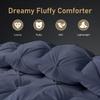 The OutNeT King Comforter Set Steel Blue - 3 Pieces Pinch Pleat 100% Egyptian Cotton Cover, with 8 Corner Tie Comforter & 2 Pillow cases Ultra Soft & Lightweight Duvet Insert view 3