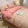 4 Piece Bedding Set Double Bed, Checked Duvet Cover Set Soft Cotton Twill Reversible Quilt Covers Sets Simple Breathable with 1x Sheet, 2X Pillowcase 1x Quilt Cover,Grid 1,Twin view 1