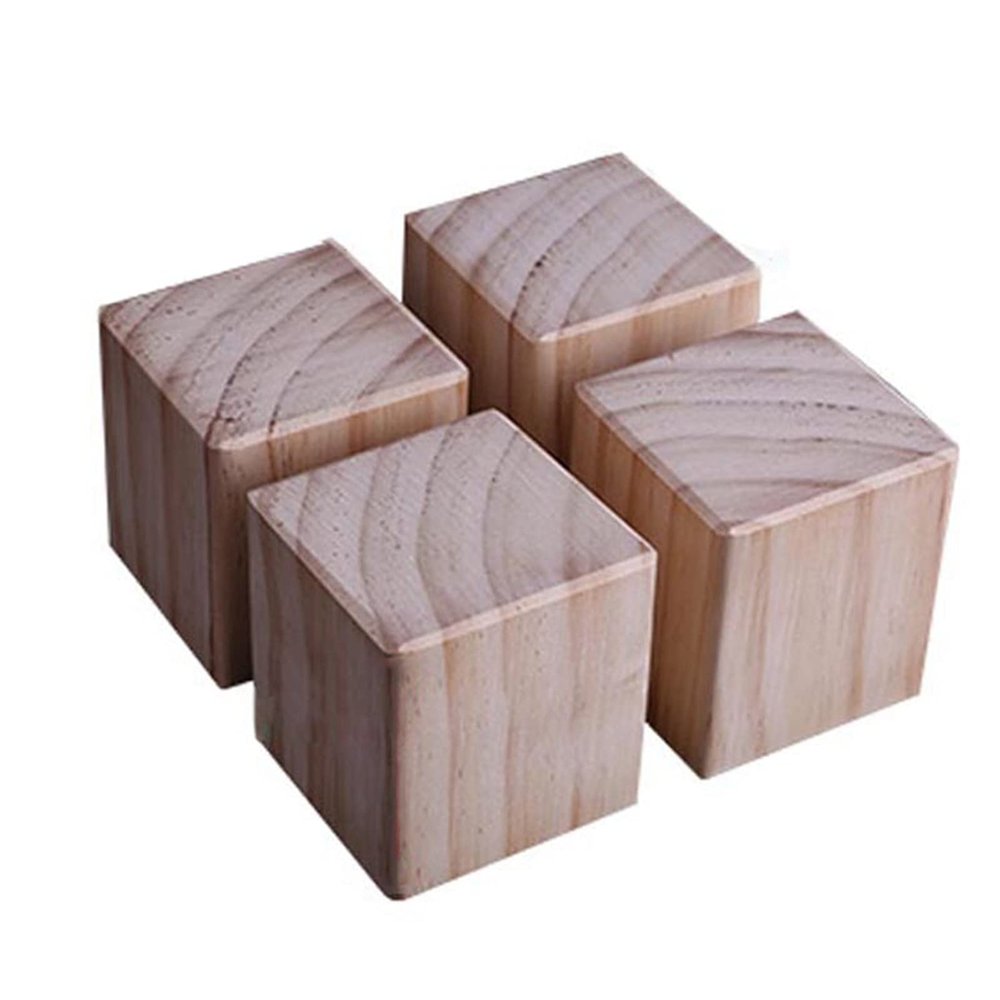 MIZCHO Replacement Furniture Legs4 Pack Wood Bed Risers, Heavy Duty Furniture Risers Elephant Feet Square Chair Raiser Lift Sofa Table Chairs Leg Risers,Adds 10cm Height,(8x8x10cm)