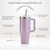 KooK Stainless Steel Tumbler, with Straw and Handle, Leakproof, Vacuum Insulated Travel Coffee Mug, Reusable Double Walled Water Bottle, Keeps Hot or Cold, 40 oz, Lilac view 3