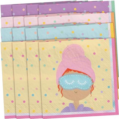 Multicolor Spa Party Beverage Paper Napkins (5" x 5") 16 Count - Premium Quality & Absorbent Napkins, Perfect For Parties & Themed Events