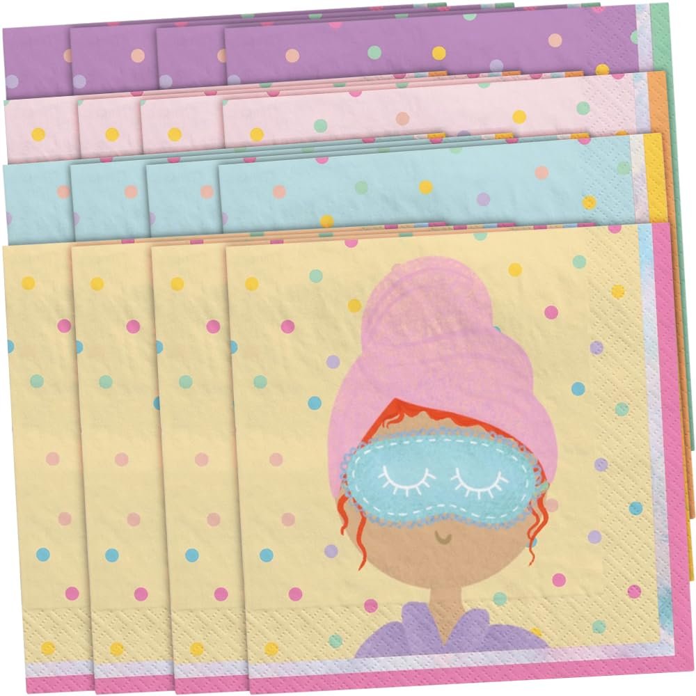 Multicolor Spa Party Beverage Paper Napkins (5" x 5") 16 Count - Premium Quality & Absorbent Napkins, Perfect For Parties & Themed Events