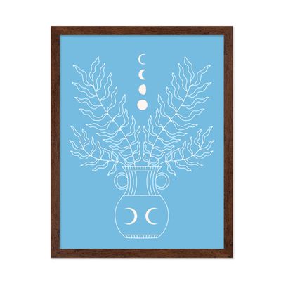 Poster Master Moon Phases Print - Lunar Poster - Boho Leaves Art - Aesthetic Wall Design - Gift for Men & Women - Modern Decor for Office, Living Room or Bedroom - 16x20 Brown Framed