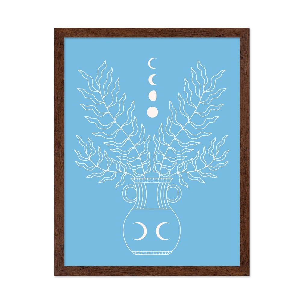 Poster Master Moon Phases Print - Lunar Poster - Boho Leaves Art - Aesthetic Wall Design - Gift for Men & Women - Modern Decor for Office, Living Room or Bedroom - 16x20 Brown Framed