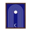 Poster Master Blue Geometric Print - Moon Poster - Modern Lunar Art - Aesthetic Wall Design - Gift for Men & Women - Boho Decor for Office, Living Room or Bedroom - 16x20 Brown Framed view 1