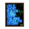 Poster Master Life Is Short Buy The Shoes Poster - Motivational Print - Neon Art - Trendy Art - Modern Art - Gift for Men & Women - Inspiring Decor for Bedroom or Living Room, 16x20 Brown Framed view 1