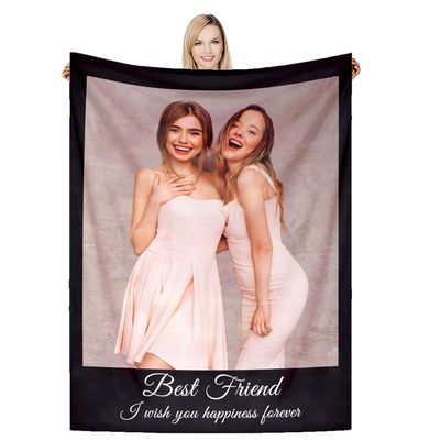 DSSHENGDS Customise Blanket, Fathers Day Birthday Gifts for Dad,Personalised Picture Flannel Blanket, Personalised Gifts for Women, Men, Baby, Kid, Pet, Family-A-100 * 130CM