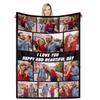 DSSHENGDS Customise Blanket, Fathers Day Birthday Gifts for Dad,Personalised Picture Flannel Blanket, Personalised Gifts for Women, Men, Baby, Kid, Pet, Family-L-180 * 230CM view 1
