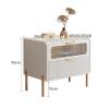 Bedside Table Modern Grey Nightstand with Elegant Rock Slab Countertops, Bedside Tables with Glass Decorative Door, End Table Side Table 2 Tiers Storage Space for Bedroom, Living Room Headboard Frame( view 2