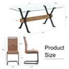 5 Piece Glass Dining Table Set, Kitchen Table Chairs Set for 4, 71'' Dining Table with 0.4" Tempered Glass Tabletop with Plated Metal Legs and MDF Crossbar, 4 PU Chairs for Dining Room, Kitchen. view 2
