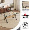 5 Piece Glass Dining Table Set, Kitchen Table Chairs Set for 4, 71'' Dining Table with 0.4" Tempered Glass Tabletop with Plated Metal Legs and MDF Crossbar, 4 PU Chairs for Dining Room, Kitchen. view 4